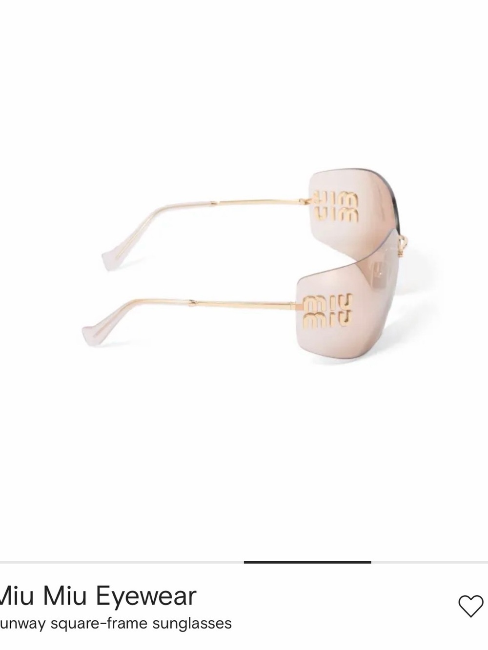 Miu Miu Gold-Arm Sunglasses with Blush Lenses